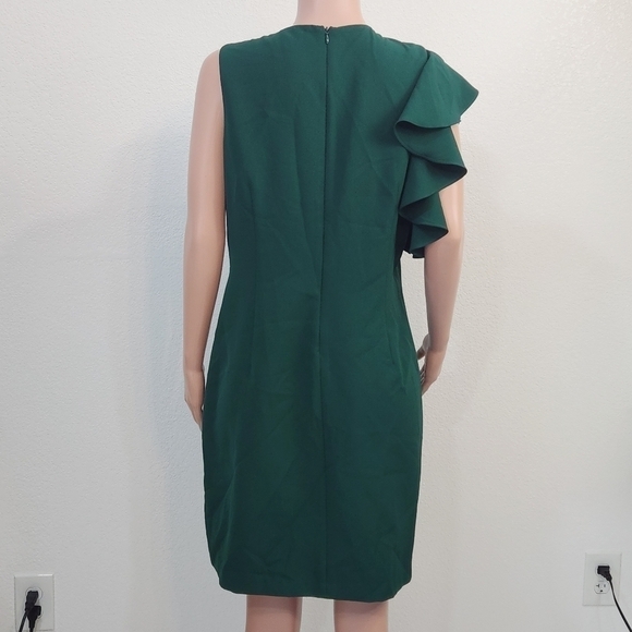 Julia Jordan Hunter Green Feather Sleeve Size 16 Dress - Picture 7 of 10